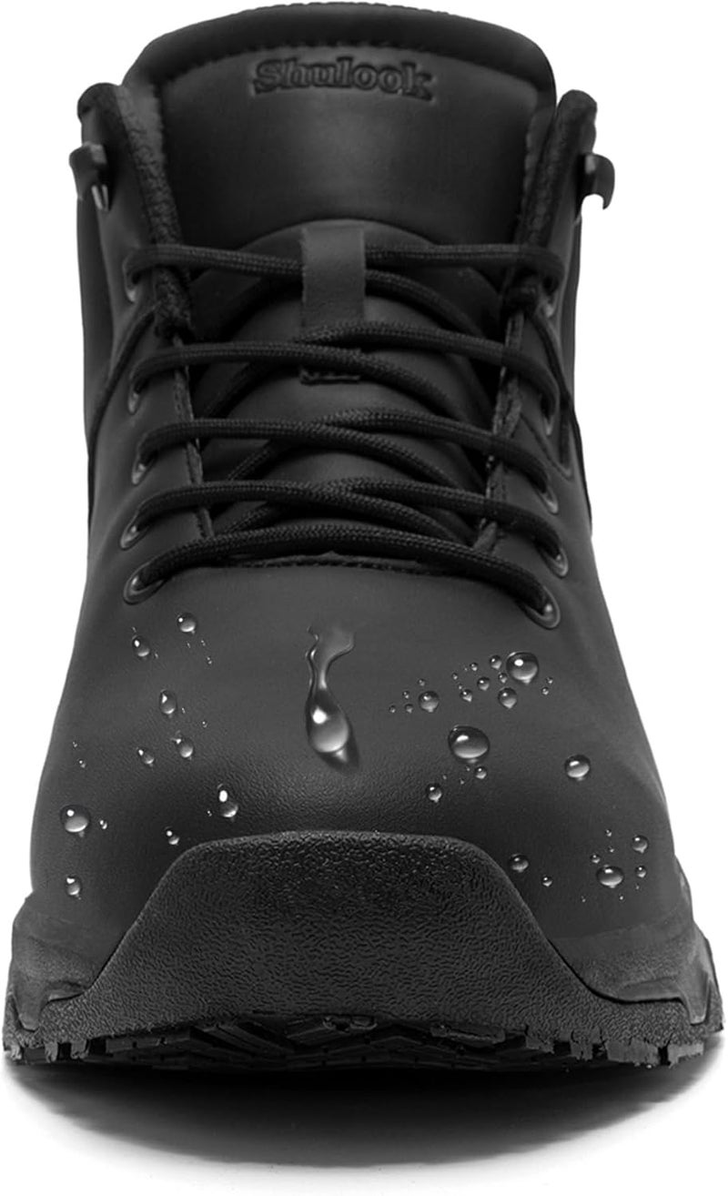 SHULOOK Non Slip Work Boots for Men Slip Resistant Shoes Waterproof Food Service Chef Kitchen Restaurant Working Boots Casual Leather Ankle Boot Outdoor Walking Booties - Image 3